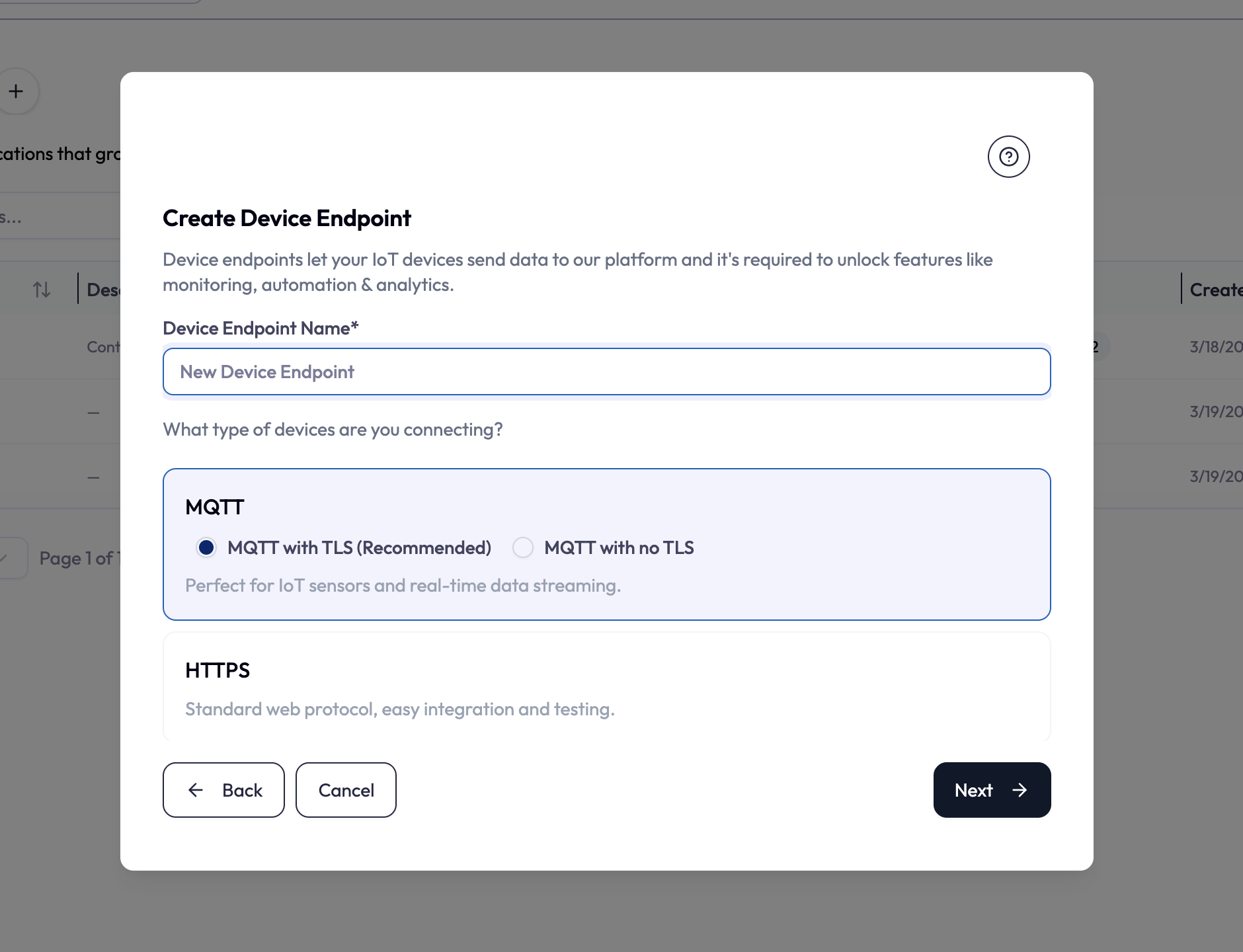 NEQTO.ai endpoint credentials screen showing the Broker URL, Port, Topic, Username, Password, and CA certificate fields, with the Download details button visible.