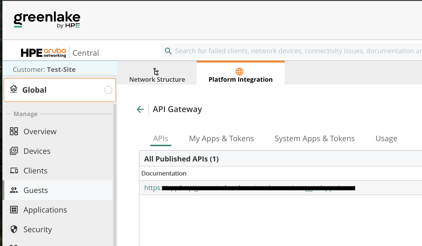 API Address from HPE Aruba
