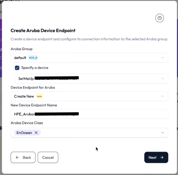 Example IoT Transport configuration (AOS 8 device / AOS 10 group).