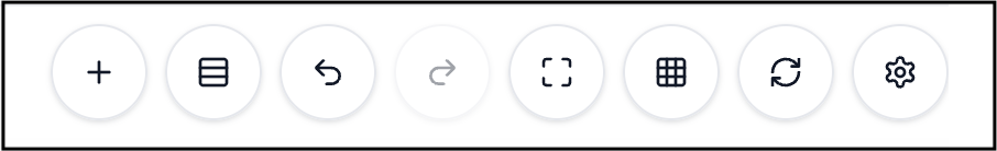 The dashboard toolbar with a Create widget button, Add spacer, Undo and Redo, Full screen, Auto Align Widgets, Refresh Dashboard, a gear settings menu (Edit, Duplicate, Delete), and a small autosave status indicator reading Saved · just now.