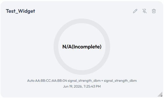 A Single Status Gauge displaying N/A(Incomplete) in place of a value, the result of a timestamp mismatch or missing data under Strict Timestamp Mode.