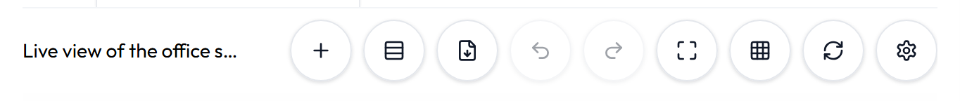 Dashboard toolbar with widget, layout, history, refresh, PDF, and settings controls.