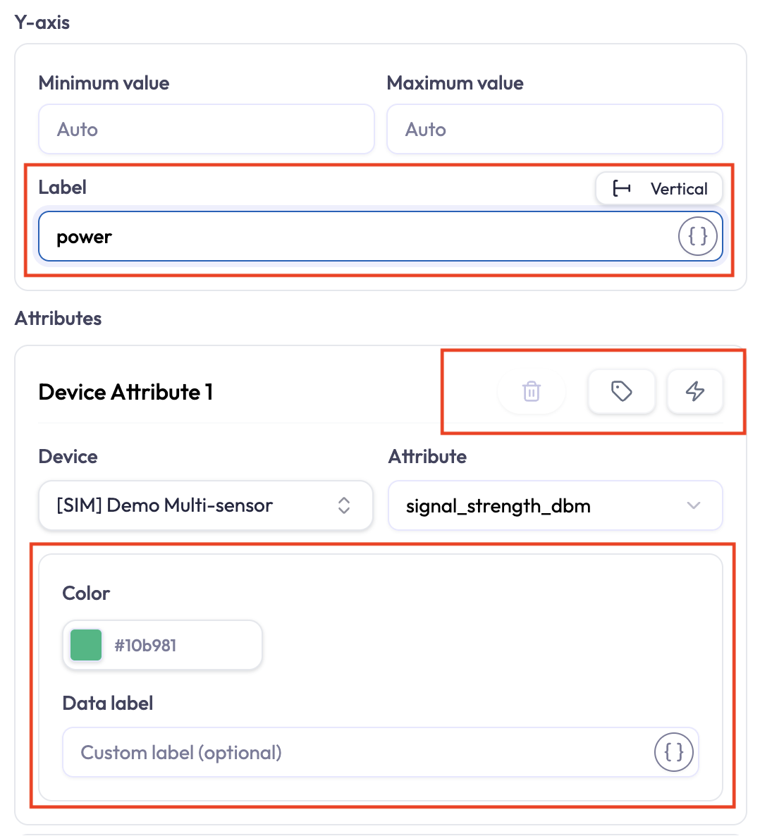 Attribute settings with labels and calculation controls.